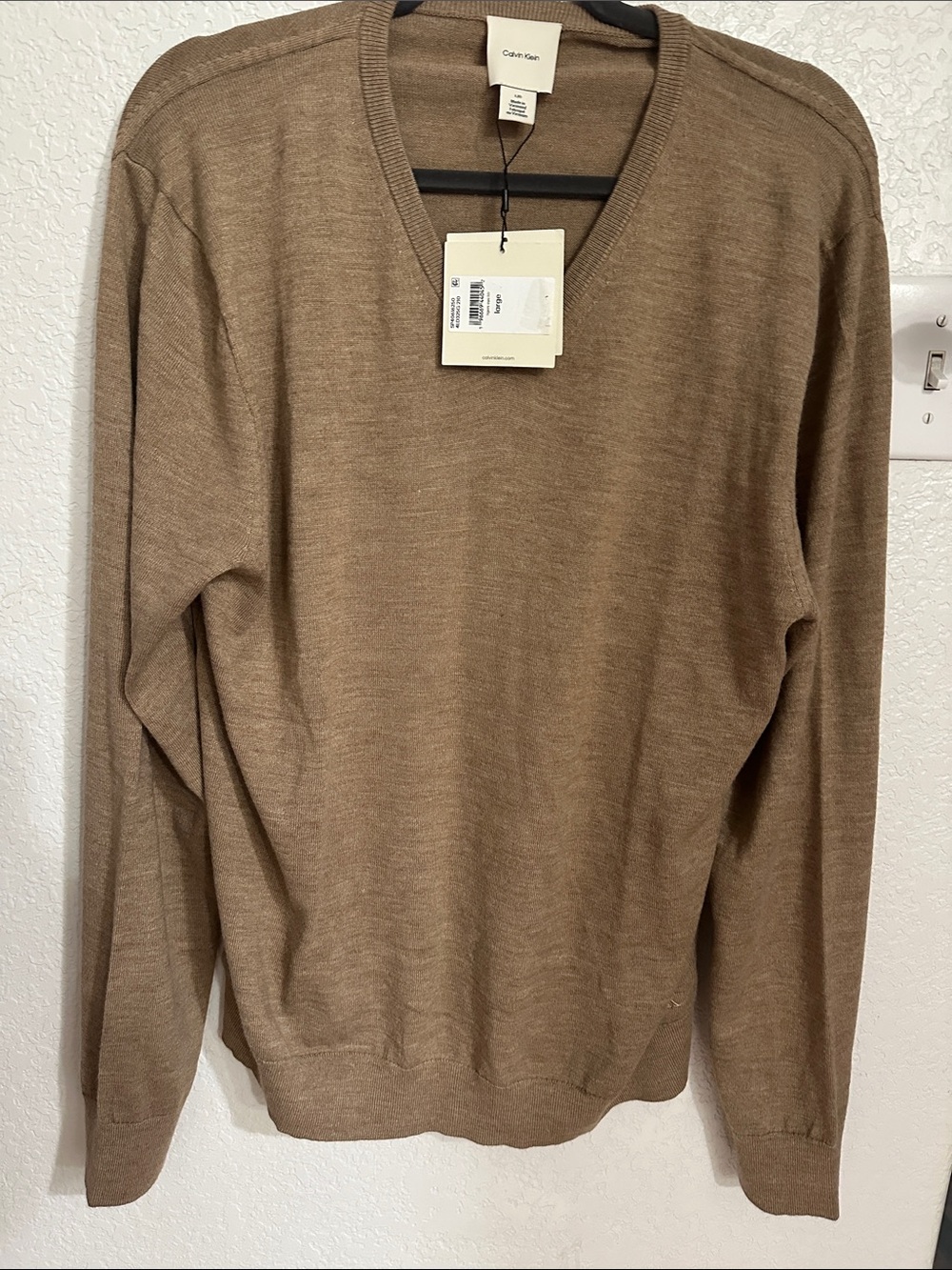 Calvin Klein Men's Taupe Brown V-Neck Sweater